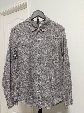 J. Crew Women's Paisley Button-Down Shirt in Gray and White